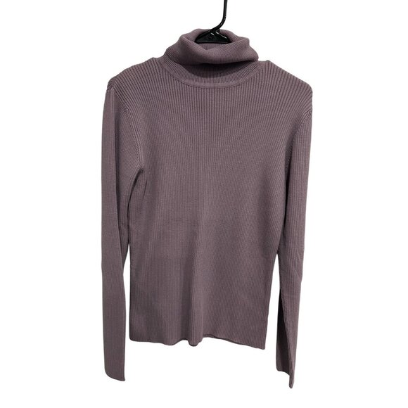 Van Heusen Womens Ribbed Turtleneck Sweater Long Sleeve Purple Sz Large - Picture 1 of 9